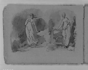 Two Woman In Classical Dress, Outdoors — Thomas Sully