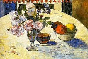 Flowers In A Fruit Bowl — Eugène Henri Paul Gauguin, Post-impressionism