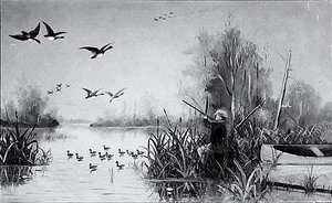 Duck Hunting, (painting) — Lewis L Cross