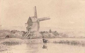 Cattle Watering By A Windmill On Dulwich Common — David Cox