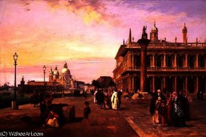 Figures On The Piazzetta — Edward Pritchett