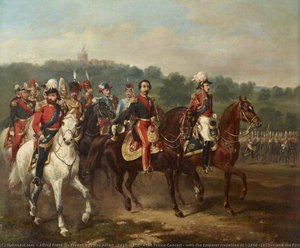 Prince Albert (1819–1861), The Prince Consort, With The Emperor Napoleon Iii (1808–1873), And The First Life Guards At Windsor, 17 April 1855 — Alfred Frank De Prades