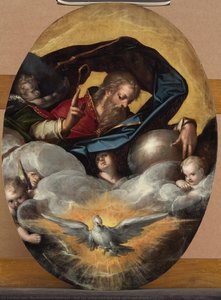 God The Father With The Holy Spirit And Angels — Bartholomeus Spranger