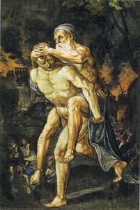 Aeneas Saving Anchisis From Burning Troy — Adam Elsheimer