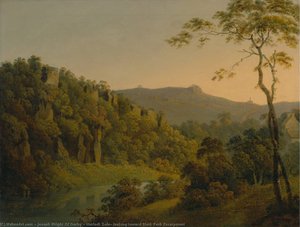 Matlock Dale, Looking Toward Black Rock Escarpment — Joseph Wright Of Derby, Romantic Landscape Painting