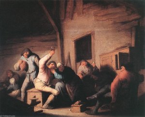 Carousing Peasants In A Tavern — Adriaen Van Ostade