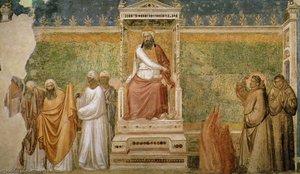Scenes From The Life Of Saint Francis: 6. St Francis Before The Sultan (trial By Fire) (bardi Chapel, Santa Croce, Florence) — Giotto Di Bondone, Proto-renaissance
