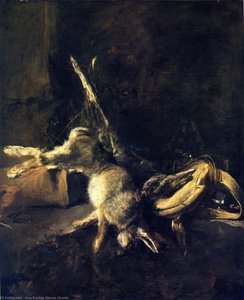 Two Rabbits With Game Bag And Powder Flask — Jean-baptiste-siméon Chardin
