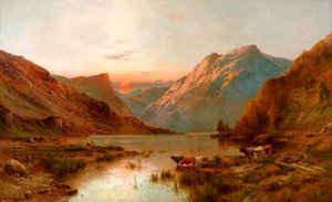 Golden Sunset, Loch Lubnaig — Alfred De Breanski Senior