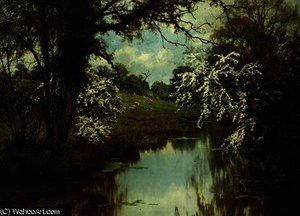 Where spreading hawthorns gaily bloom