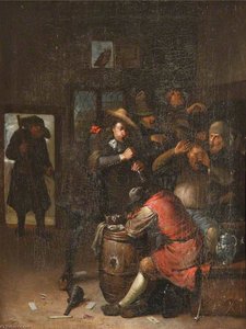 Men Carousing And A Man Playing A Flute — Egbert Van Heemskerck Ii, Baroque Period