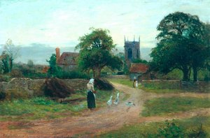Woman And Geese, Sunset — Ernest Walbourne