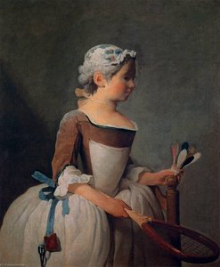 Girl With Racket And Shuttlecock — Jean-baptiste-siméon Chardin