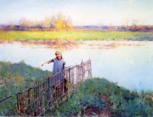 Sunset At Grez — Willard Leroy Metcalf