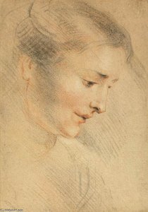 Study Of A Woman's Head — Jean-antoine Watteau, Rococo