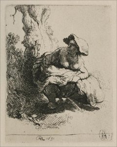 A Woman Beneath A Tree — Rembrandt Van Rijn, Baroque Dramatic Light