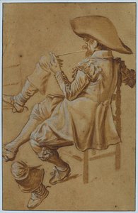 Seated Man Smoking A Pipe — Dirck Hals