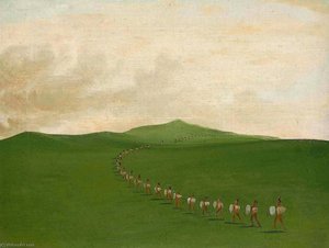 Foot War Party On The March, Upper Missouri — George Catlin