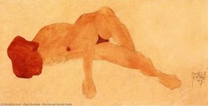 Reclining Female Nude — Egon Schiele, Expressionist Painting