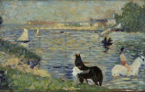 Horses In The Water — Georges Seurat
