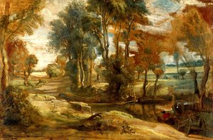 A Wagon Fording A Stream — Peter Paul Rubens, Flemish Baroque
