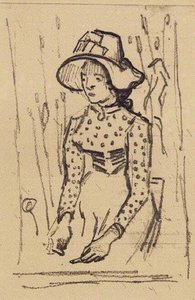 Girl With Straw Hat, Sitting In The Wheat — Vincent Willem Van Gogh, Post-impressionist Landscape