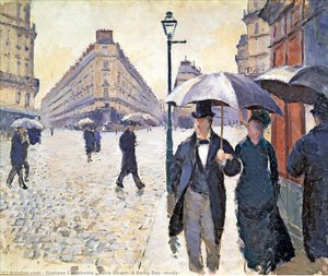 Paris Street: A Rainy Day (study) — Gustave Caillebotte, Impressionistic Realism