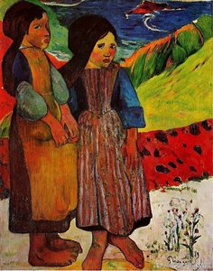 Breton Girls By The Sea — Eugène Henri Paul Gauguin, Post-impressionism