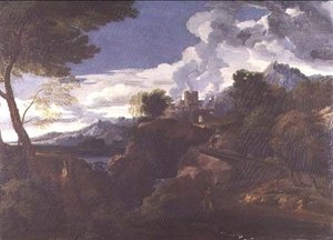 Landscape With A Burning City — Jean-françois Millet, Barbizon School
