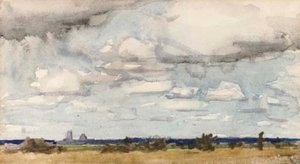 View Over A Distant Cityscape — Sir George Clausen