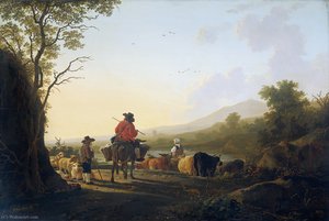 Landscape With Cattle Driver And Shepherd. — Jacob Van Strij Dordrecht
