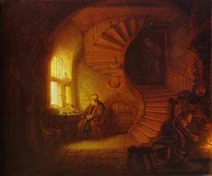 Philosopher Meditating — Rembrandt Van Rijn, Baroque Drama