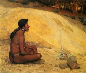 Indian Seated By A Campfire — Eanger Irving Couse