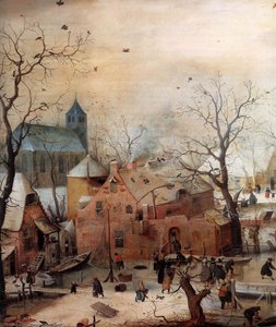 Winter Landscape With Skaters (detail) — Hendrick Avercamp