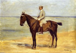 Rider On The Beach Facing Left — Max Liebermann