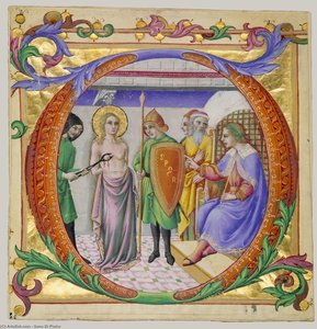 Martyrdom Of Saint Agatha In An Initial D — Sano Di Pietro, Early Renaissance