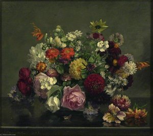 Still Life A Bowl Of Mixed Flowers — Gerard Chowne