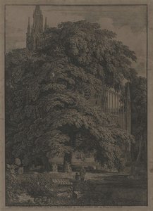 Gothic-style Church Behind Trees — Karl Friedrich Schinkel, Romantic Gothic Revival