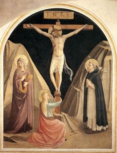 Crucifixion With The Virgin, Mary Magdalene And St. Dominic — Fra Angelico, Early Italian Renaissance