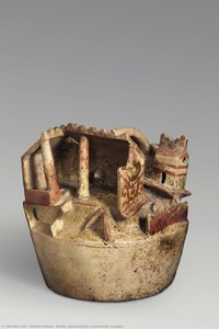 Bottle Representing A Ceremonial Complex — Moche Culture