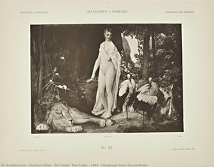 Die Fabel (the Fable), 1883. Lithograph From The Portfolio — Gustav Klimt