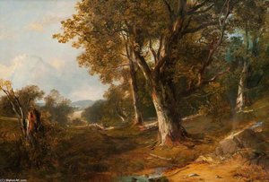 Wooded Landscape With Castle In The Distance — Horatio Mcculloch