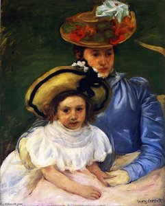 Mother And Daughter, Both Wearing Large Hats — Mary Stevenson Cassatt, Impressionist Painting