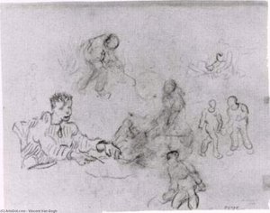 Sheet With Sketches Of Peasants — Vincent Willem Van Gogh