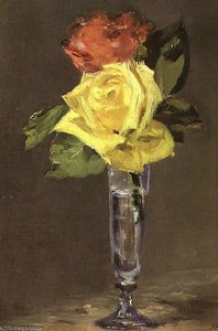 Roses In A Champagne Glass, Burrell Collection, — Édouard Manet