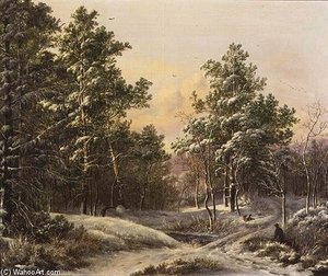 Sportsmen In A Winter Forest — Pieter Gerardus Van Os