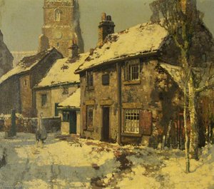 Village Street, Winter — Stanley Royle, Impressionism