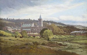 Dunblane Cathedral From The North West With A Steam Train — James M Robert Greenlees