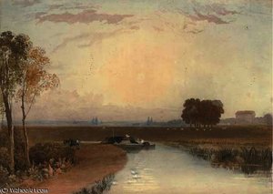 Barging On The Fens — George Fennel Robson