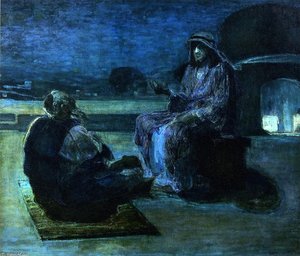 Christ And Nicodemus On A Rooftop (also Known As Nicodemus Visiting Jefus) — Henry Ossawa Tanner
